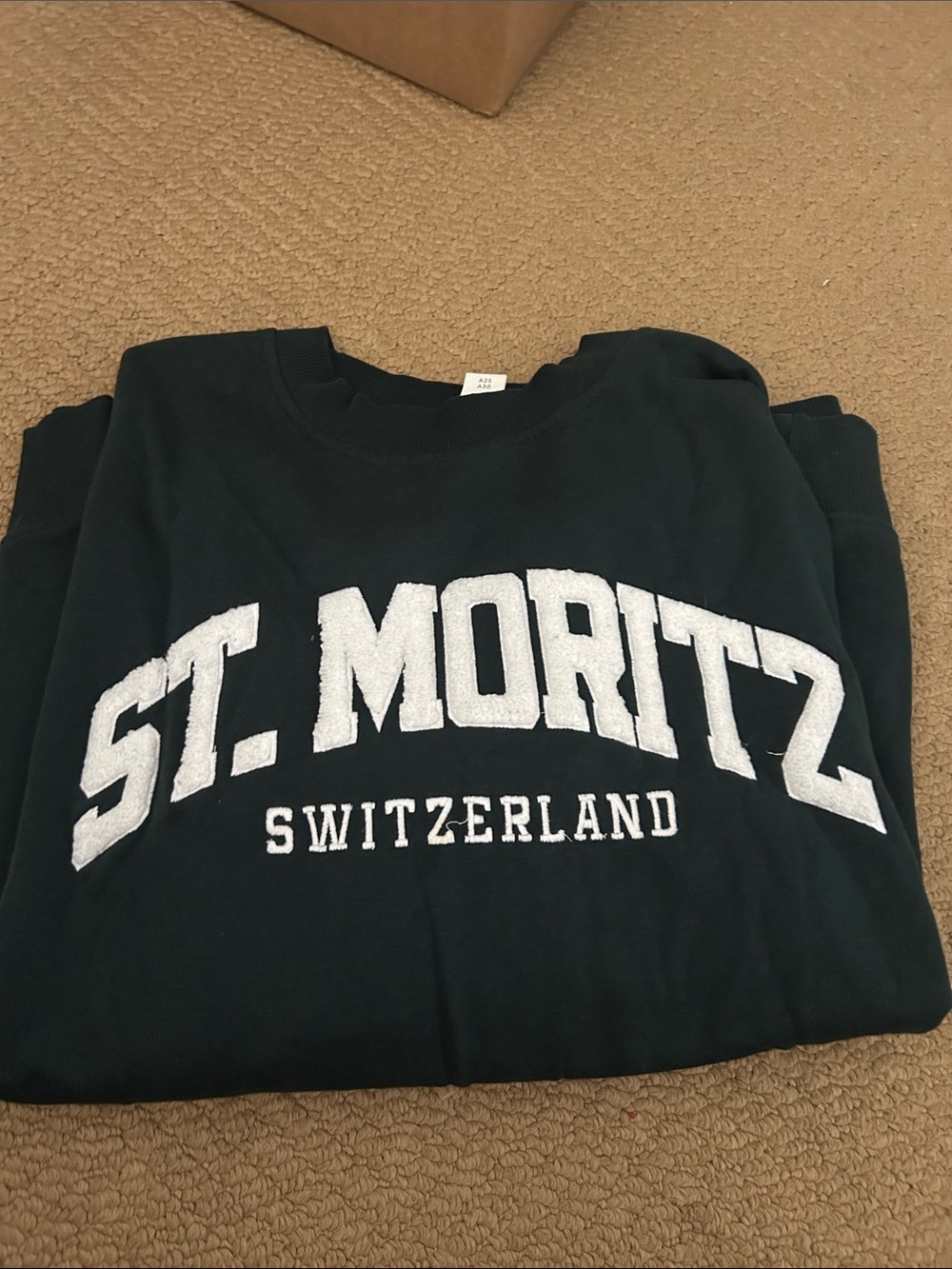 St. Moritz Switzerland Embroidered Crewneck Sweatshirt - green and white